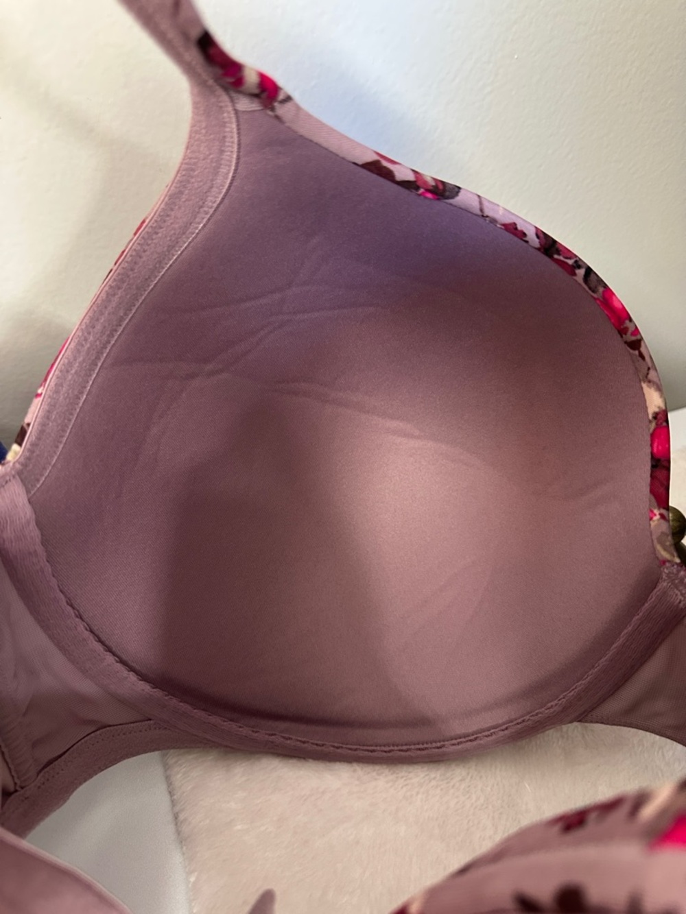 Cacique Bra Size 38H Underwire Floral Print Purple Pink Gray - Picture 3 of 4